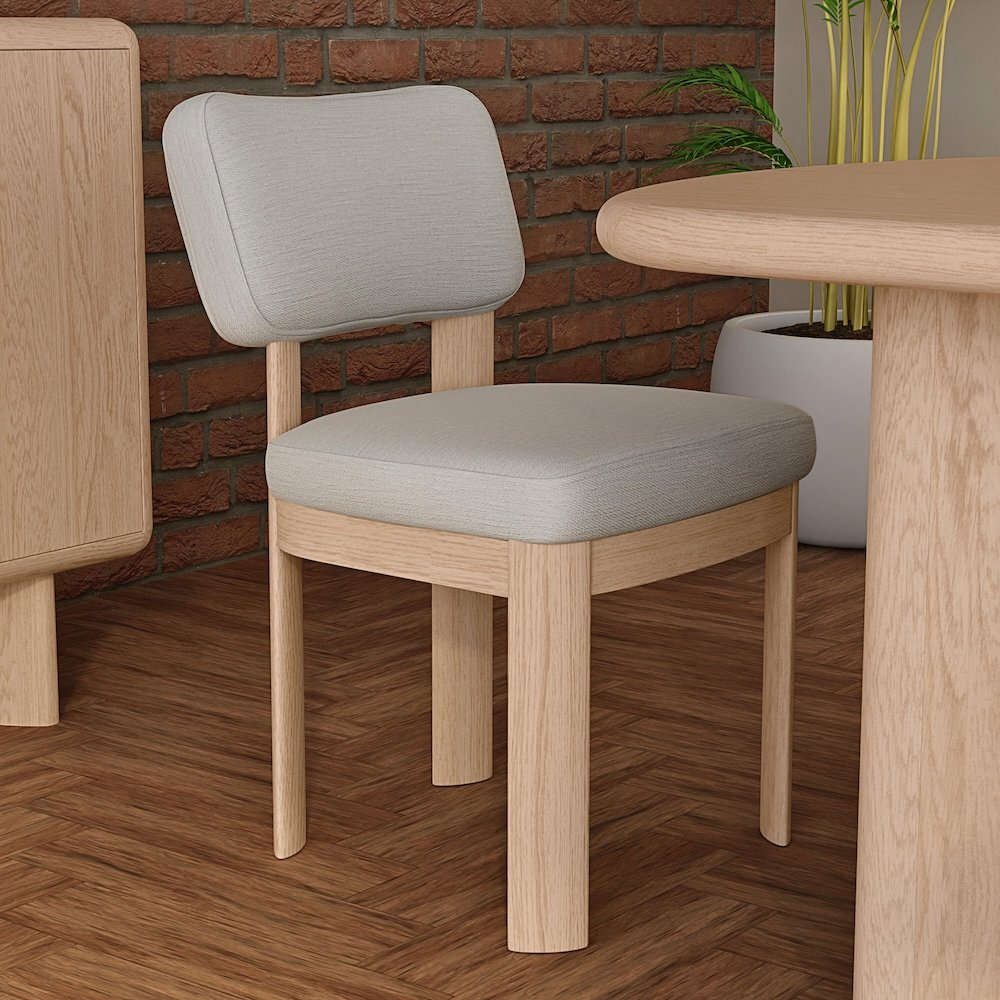 Set of 2 Start2Finish Gabrielle Side Chairs with light oak finish, featuring wooden legs and cushioned seats for dining room decor.
