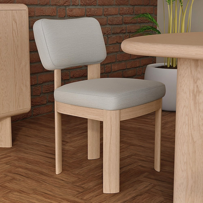 Set of 2 Start2Finish Gabrielle Side Chairs with light oak finish, featuring wooden legs and cushioned seats for dining room decor.