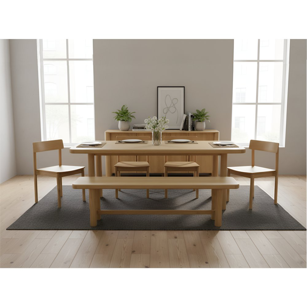 Start2Finish Hudson Dining Table in light oak with a sleek rectangular surface and sturdy wooden legs.