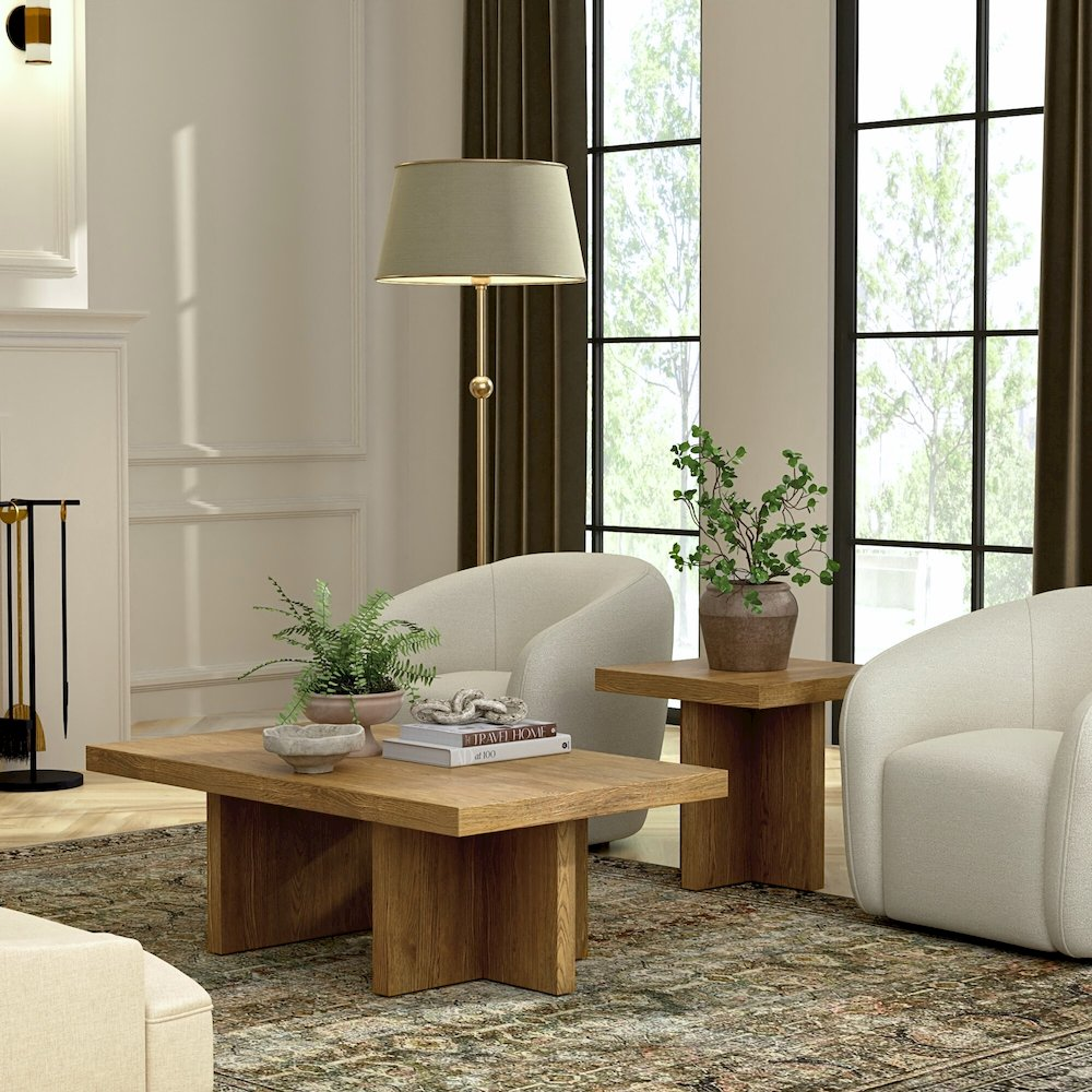 Rectangular oak coffee table from Start2Finish with a smooth finish and modern design for living room decor.