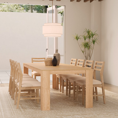 Start2Finish Carter extension dining table in natural wood finish with extended leaf, modern rectangular design.