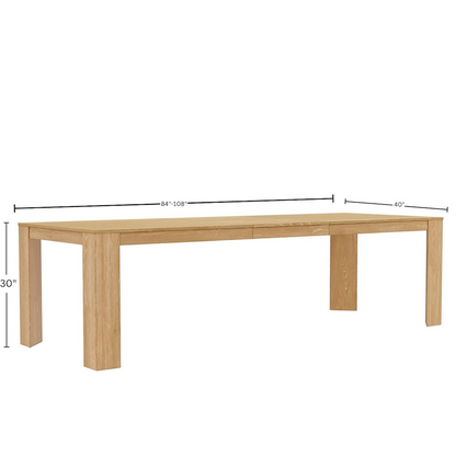 Start2Finish Carter extension dining table in natural wood, showcasing its sleek surface and extendable design.