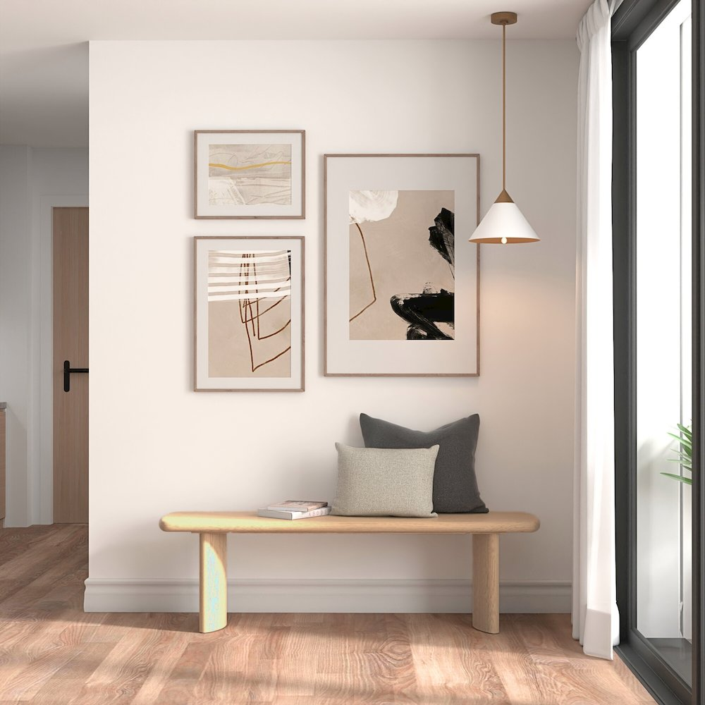 Light oak Gabrielle Bench by Start2Finish showing a sleek wooden seating with clean lines and sturdy legs.