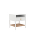 Cleo Nightstand by Start2Finish in coconut milk finish, featuring a sleek modern design with a drawer and open shelf.