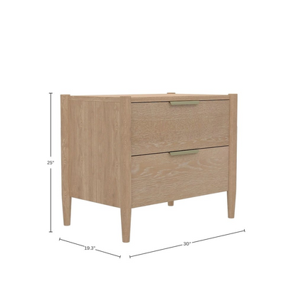 Start2Finish Sinclair nightstand in natural wood finish showing a compact furniture piece with a single drawer and open storage shelf.