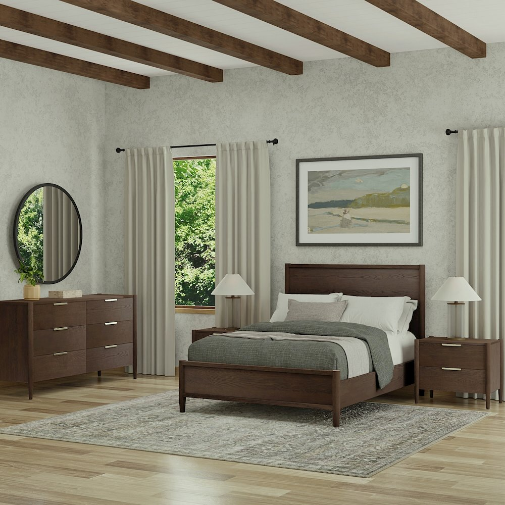 Walnut Sinclair Nightstand by Start2Finish featuring a sleek design with a single drawer and modern hardware.