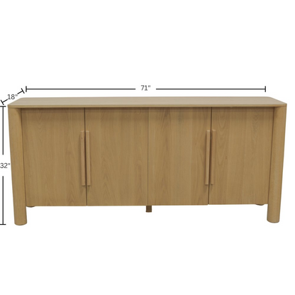 Light oak Hudson sideboard by Start2Finish with sleek cabinet doors and storage compartments, modern furniture for living rooms.
