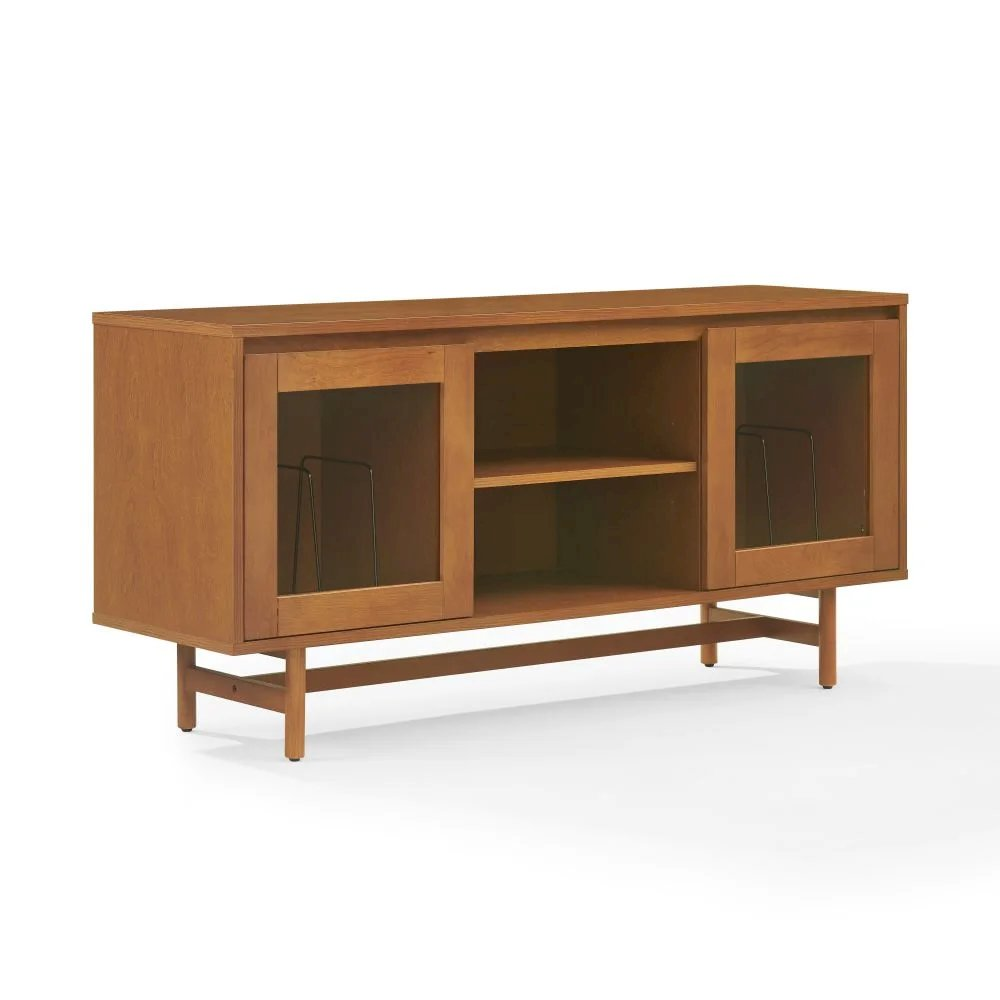 Start2Finish Dempsey record player cabinet with vinyl storage, wooden furniture featuring a sleek design and spacious interior.