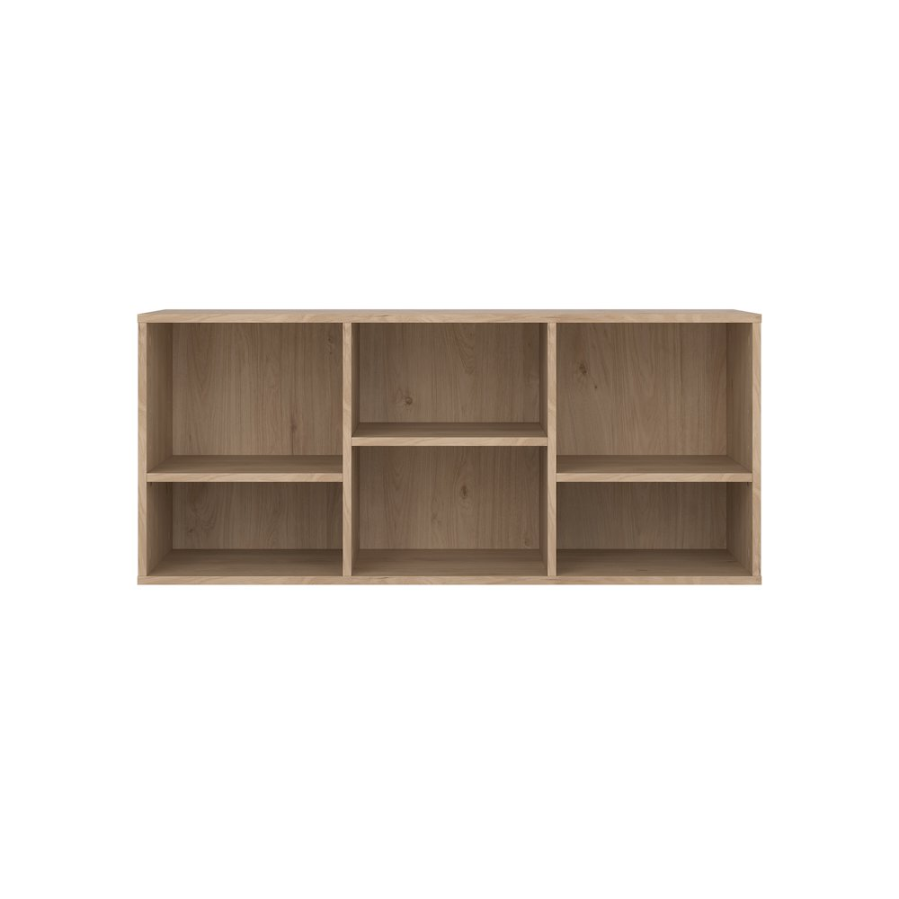 Start2Finish Hyper 6 Cubby Bench in Jackson Hickory, modern wooden furniture with six storage cubbies and sleek design.