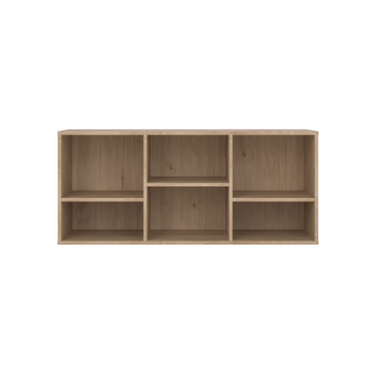 Start2Finish Hyper 6 Cubby Bench in Jackson Hickory, modern wooden furniture with six storage cubbies and sleek design.