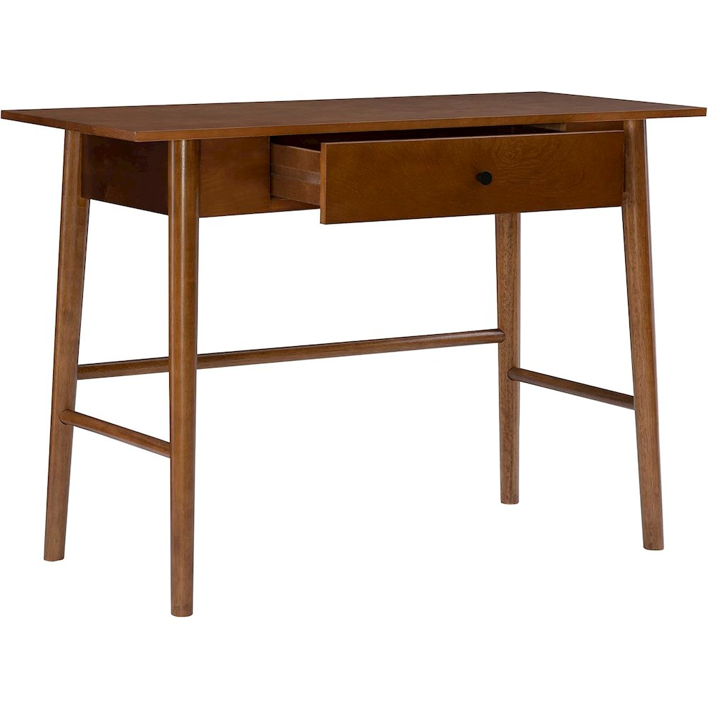 Start2Finish Charlotte desk shown with a sleek wooden surface and sturdy metal legs, ideal for home or office workspace.