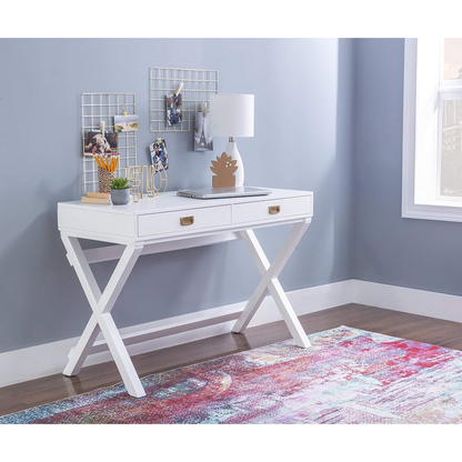 Peggy White Writing Desk by Start2Finish featuring a sleek wooden surface and modern design, suitable for home or office workspace.