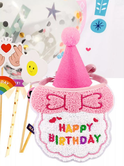 Pear Daisy 7-piece pet birthday hat and scarf set, colorful accessories for pets, perfect for celebrations and photos.