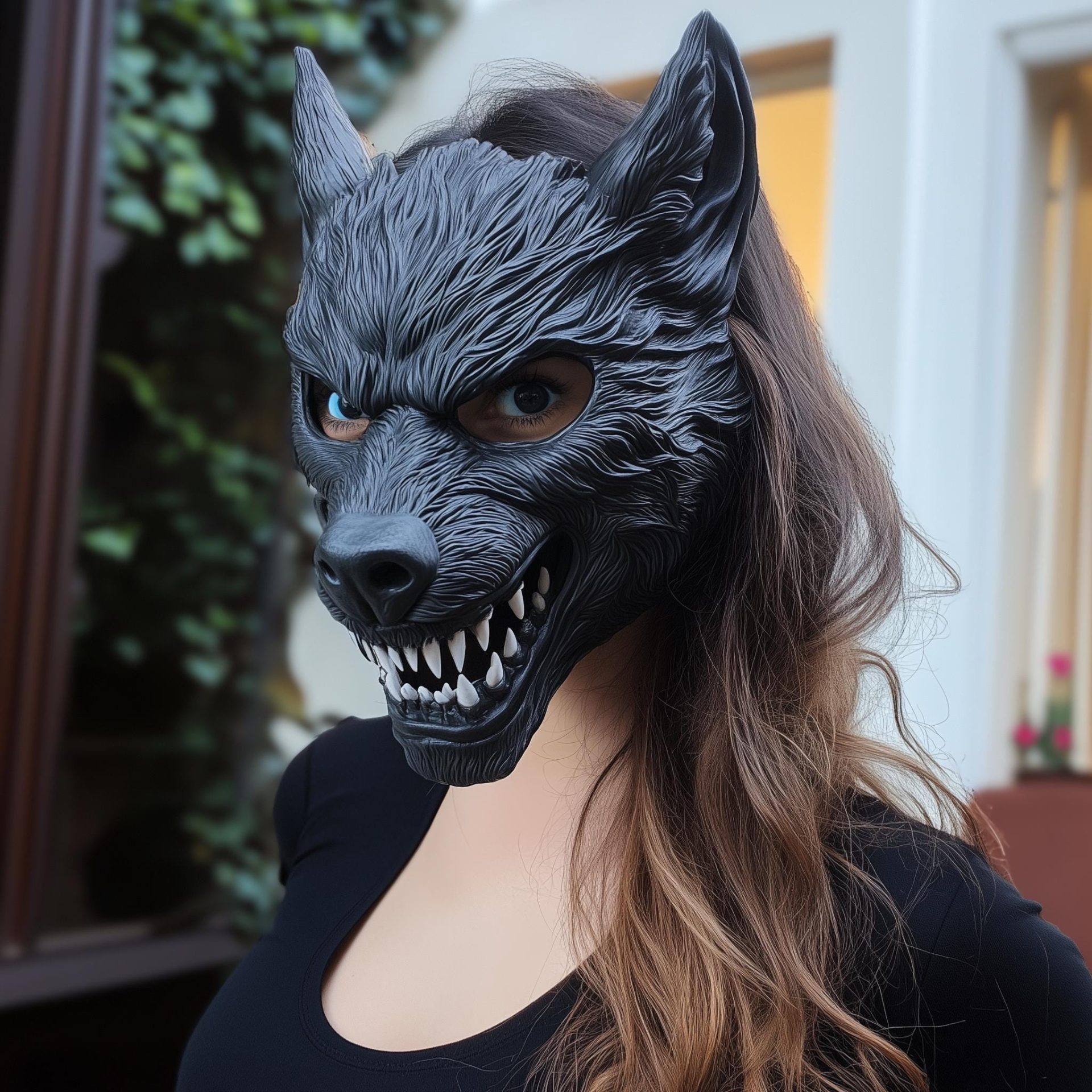 Start2Finish werewolf cosplay mask with 3D printed design, perfect for Halloween costumes and horror-themed dress-up.