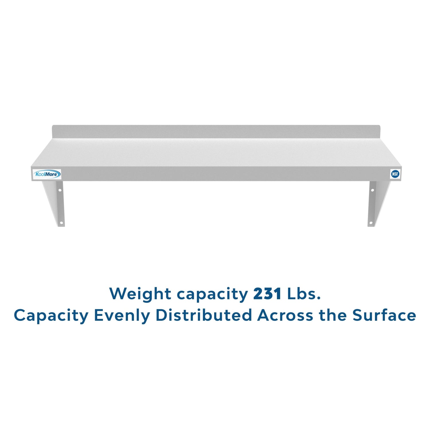 Stainless-steel 12x36-inch heavy-duty wall shelf by Violet Blackhaw, ideal for food and beverage storage in commercial kitchens.