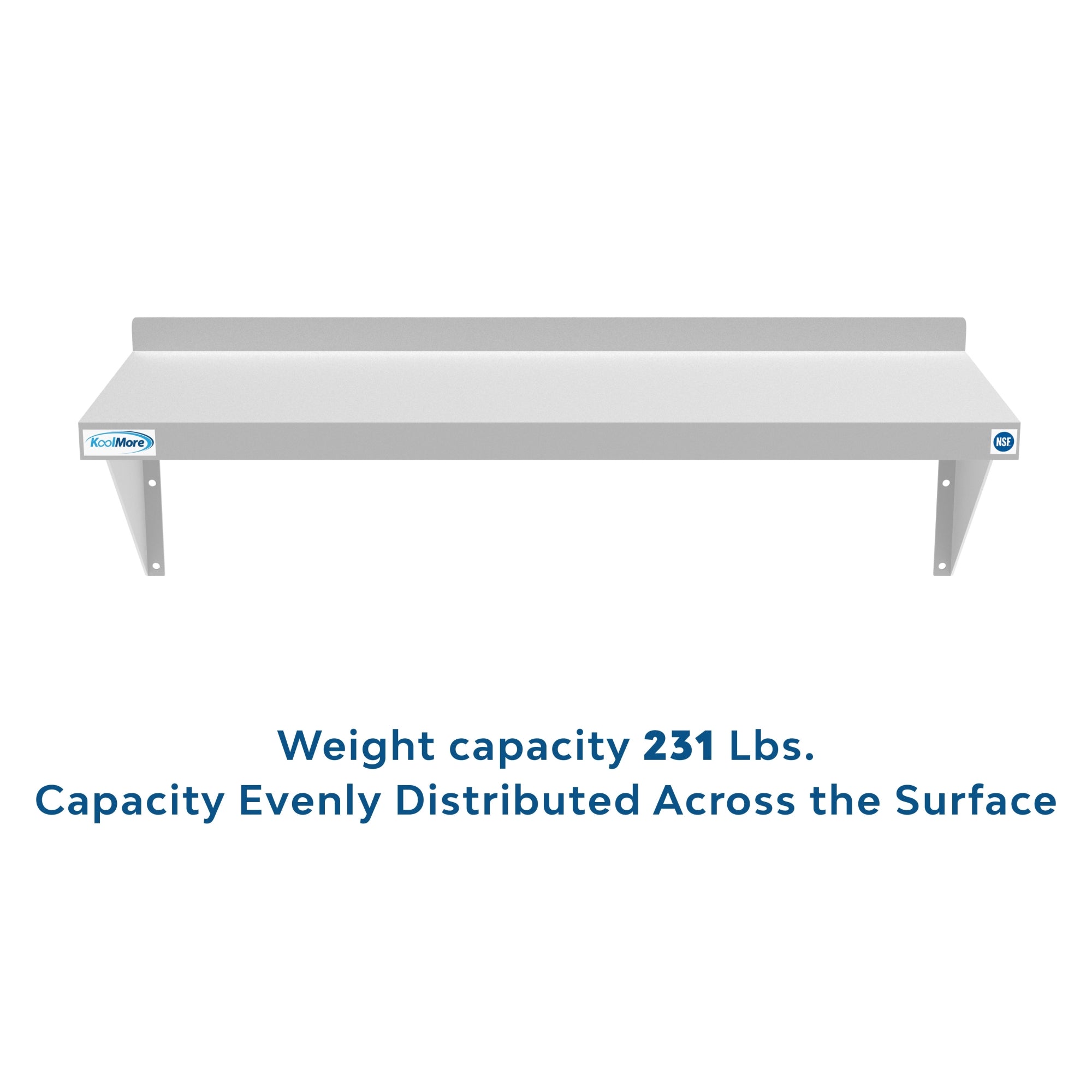 Stainless-steel 12x36-inch heavy-duty wall shelf by Violet Blackhaw, ideal for food and beverage storage in commercial kitchens.
