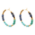 Blue turquoise and lapis gemstone golden hoop earrings from Start2Finish jewelry collection, featuring intricate hoop design.