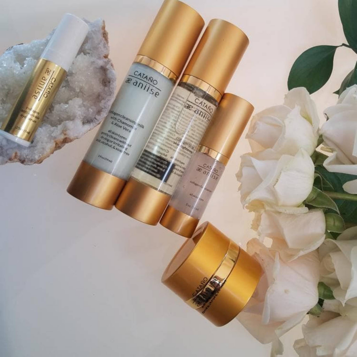 Start2Finish Collagen Anti-Aging Set by Adriana Catano with skincare products in a sleek packaging, promoting youthful skin.