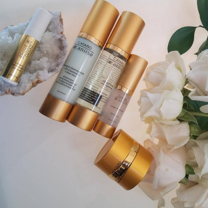 Start2Finish Collagen Anti-Aging Set by Adriana Catano with skincare products in a sleek packaging, promoting youthful skin.