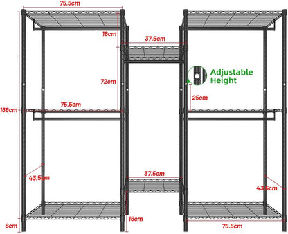 Heavy Duty Clothing Garment Rack with Shelves and Rods