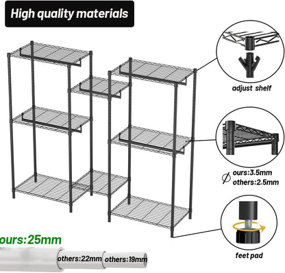 Heavy Duty Clothing Garment Rack with Shelves and Rods