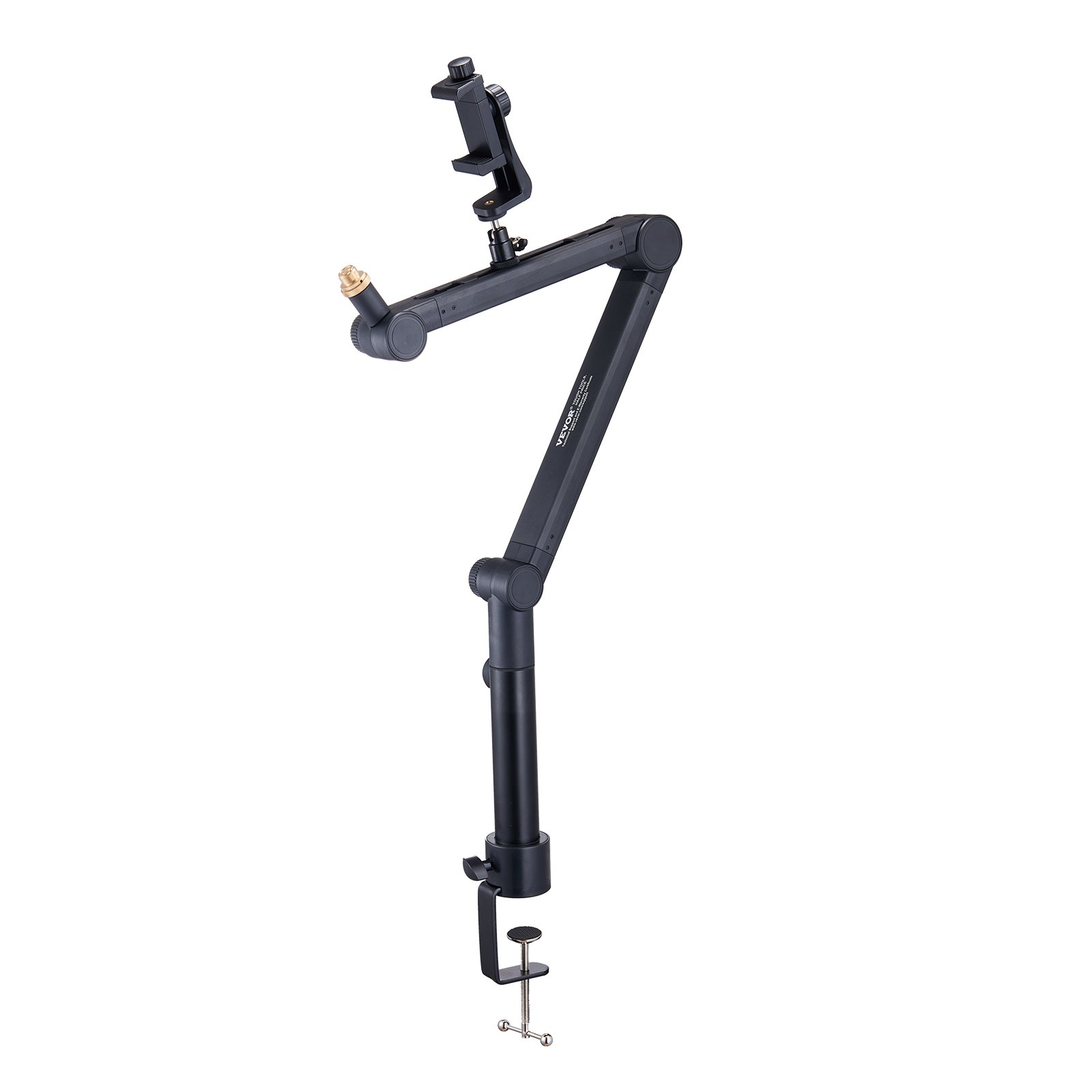 Start2Finish VEVOR desk-mounted microphone arm with adjustable 360° rotation, headphone holder, compatible with Blue Yeti and Hyperx Quadcast