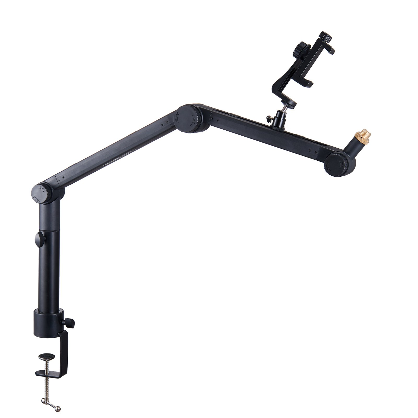 Start2Finish VEVOR desk-mounted microphone arm with flexible 360° rotation, adjustable stand, headphone holder, compatible with Blue Yeti