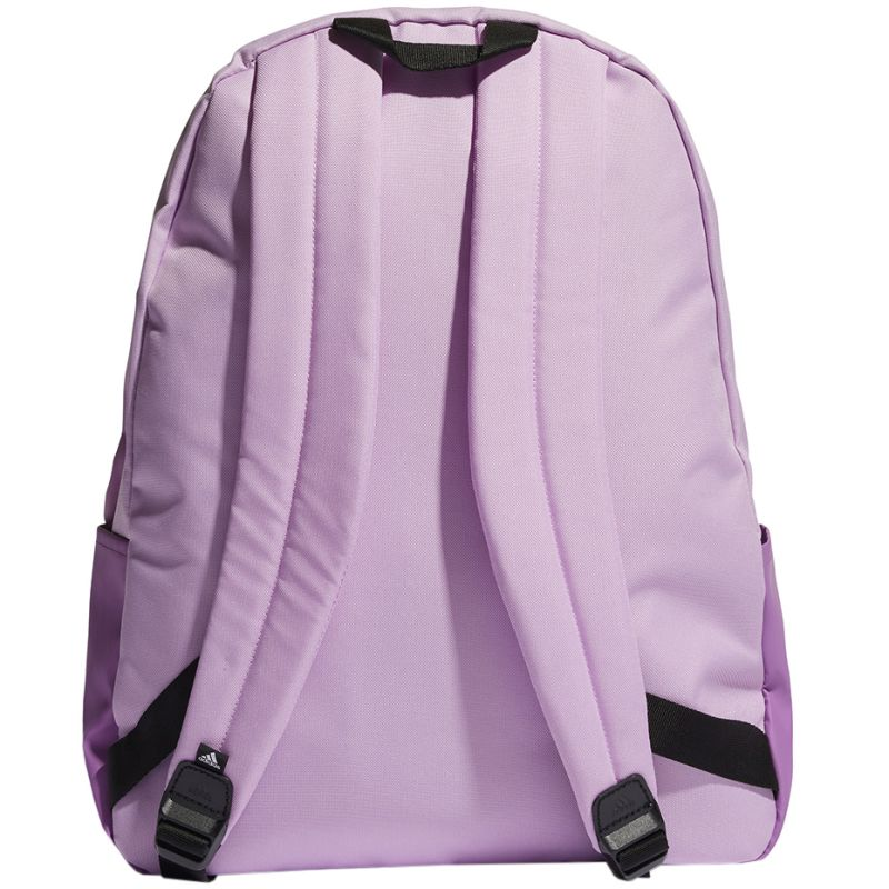 Adidas Classic Badge of Sport 3-Stripes backpack with main compartment and adjustable straps, black with white logo and stripes.
