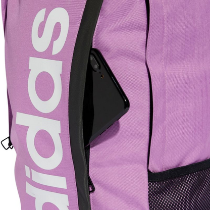 Start2Finish Adidas Essentials Linear IZ1902 backpack with multiple compartments and adjustable straps, black color, front logo.