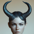 3D printed curved demon horns headpiece for fantasy cosplay, featuring detailed horn design for costume accessories.