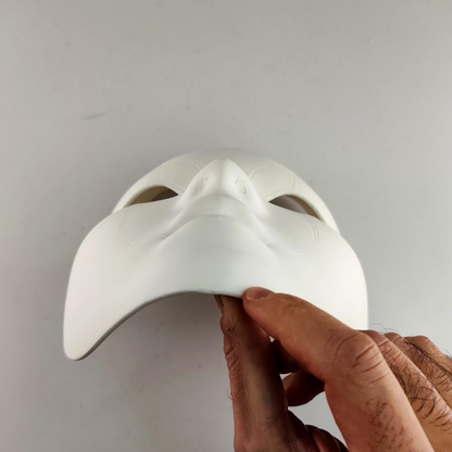 Start2Finish Japanese ghost mask, horror cosplay costume with 3D printed gothic phantom design for haunting Halloween look.