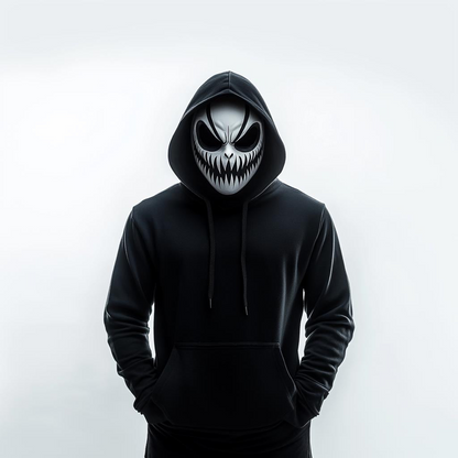 Start2Finish grinning demon horror mask with detailed 3D printed design, perfect for scary Halloween costumes and cosplay.