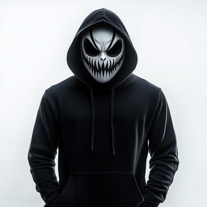 Start2Finish grinning demon mask featuring a scary, 3D printed horror villain design for Halloween costumes and cosplay.
