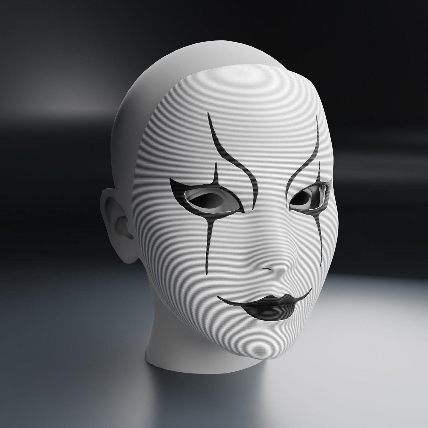 Start2Finish Japanese Ghost Mask, 3D printed horror cosplay mask with gothic ghost face for Halloween or costume events.