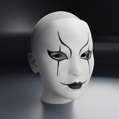 Start2Finish Japanese Ghost Mask, 3D printed horror cosplay mask with gothic ghost face for Halloween or costume events.