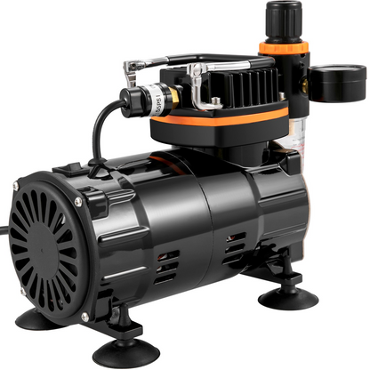Start2Finish VEVOR airbrush ensemble with dual-action gravity feed system, compressor, and accessories for art, nails, cookies, tattoos.