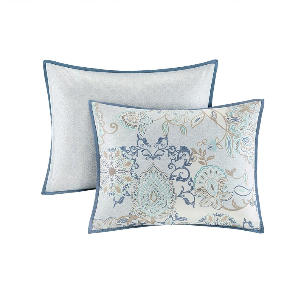 Start2Finish 8-piece cotton floral printed reversible comforter set with colorful floral patterns and matching pillow shams.