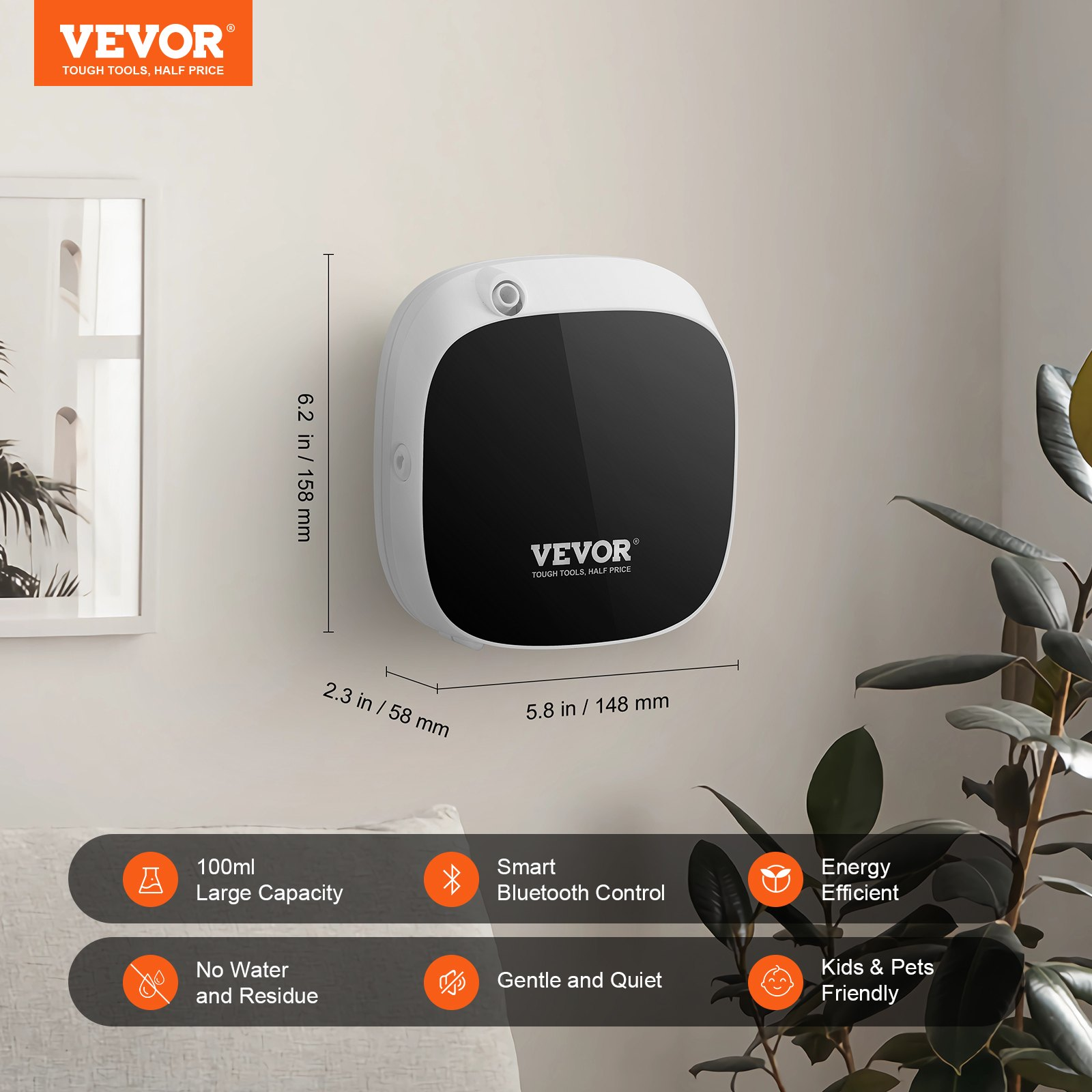 Start2Finish VEVOR Scent Air Machine with 100ml Bluetooth essential oil diffuser and cold air technology for home and spa use.