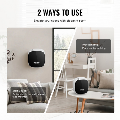 Start2Finish VEVOR scent air machine, Bluetooth essential oil diffuser with cold air technology for home, office, and spa aromatherapy.