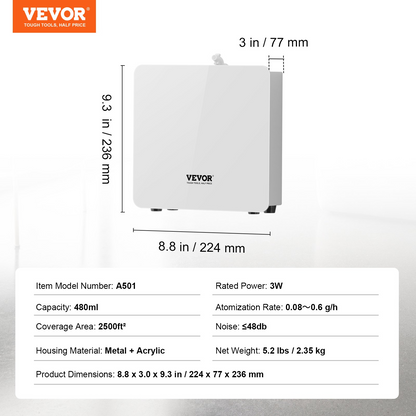 Start2Finish VEVOR scent air machine with 480ml capacity, Bluetooth, essential oil diffuser, cold air technology for home and spa