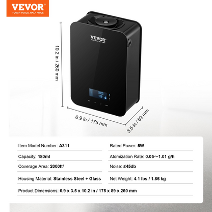 Start2Finish VEVOR Scent Air Machine Bluetooth essential oil diffuser with cold air technology for home and office aromatherapy.