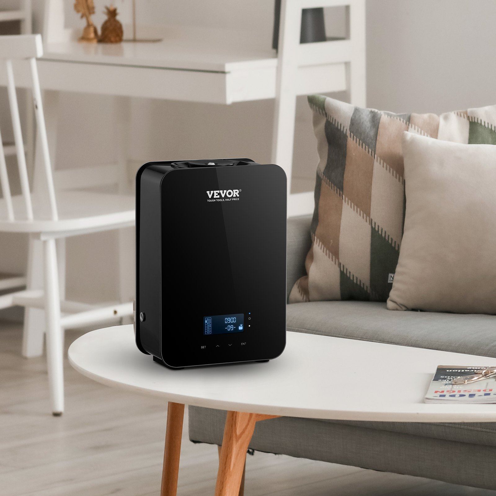 Start2Finish VEVOR scent air machine with 180ml essential oil diffuser, Bluetooth, cold air technology for home, office, or hotel use.
