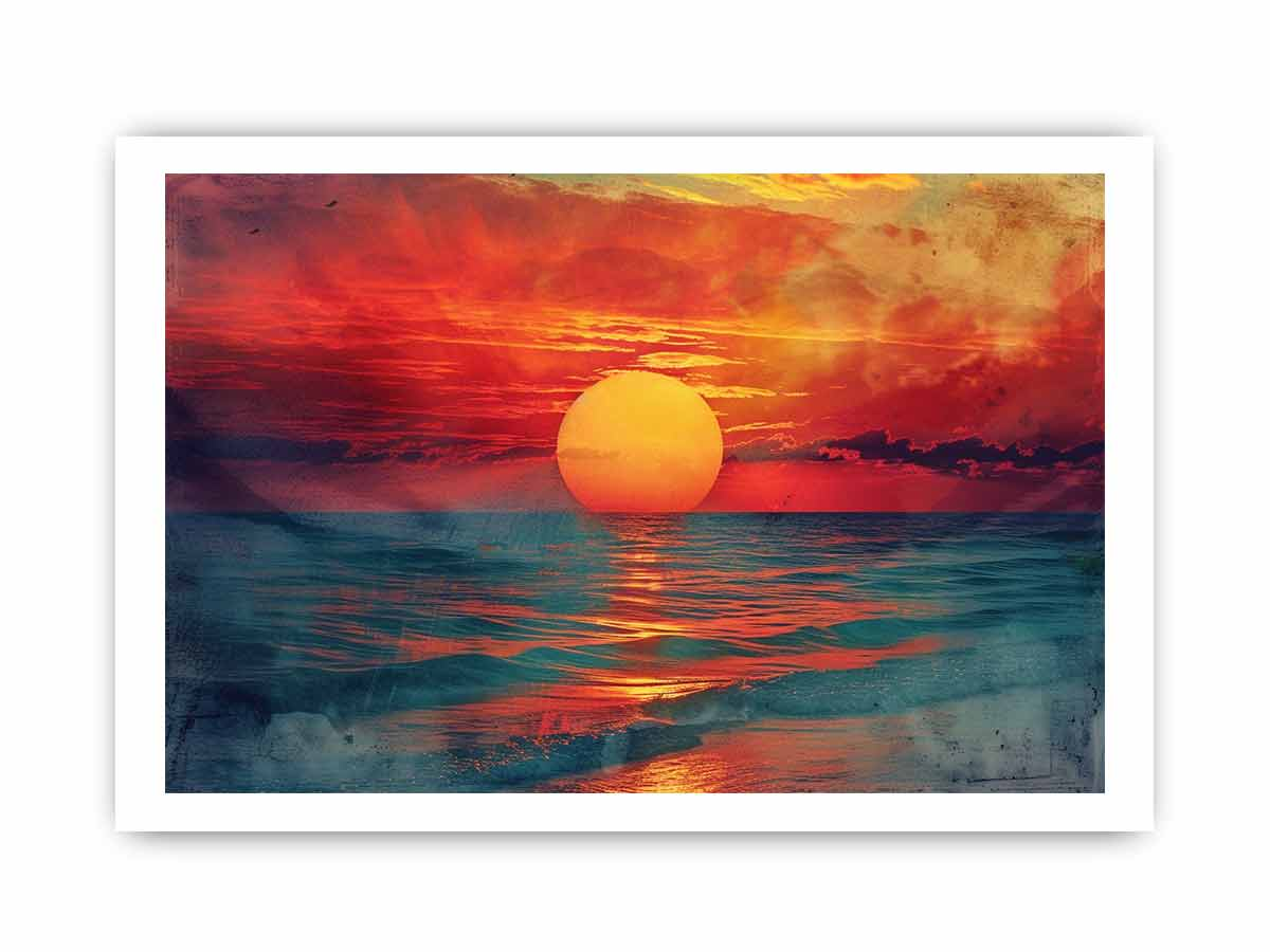 Sunset framed print by Start2Finish showcasing vibrant colors and a peaceful sunset scene for home decor.