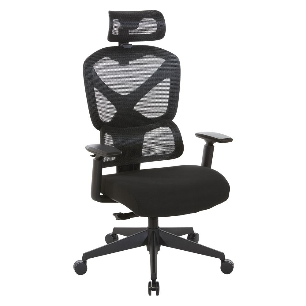 Start2Finish mesh back manager’s chair with headrest, ergonomic office chair with adjustable height and lumbar support.