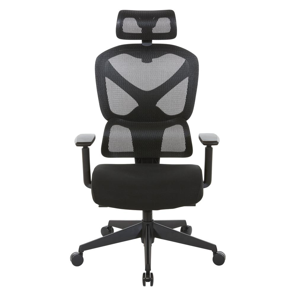 Start2Finish mesh back manager’s chair with headrest, ergonomic office chair featuring adjustable height and lumbar support.