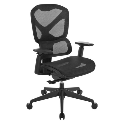 Start2Finish mesh back manager’s chair with adjustable armrests and ergonomic design, featuring a breathable mesh back and cushioned seat.