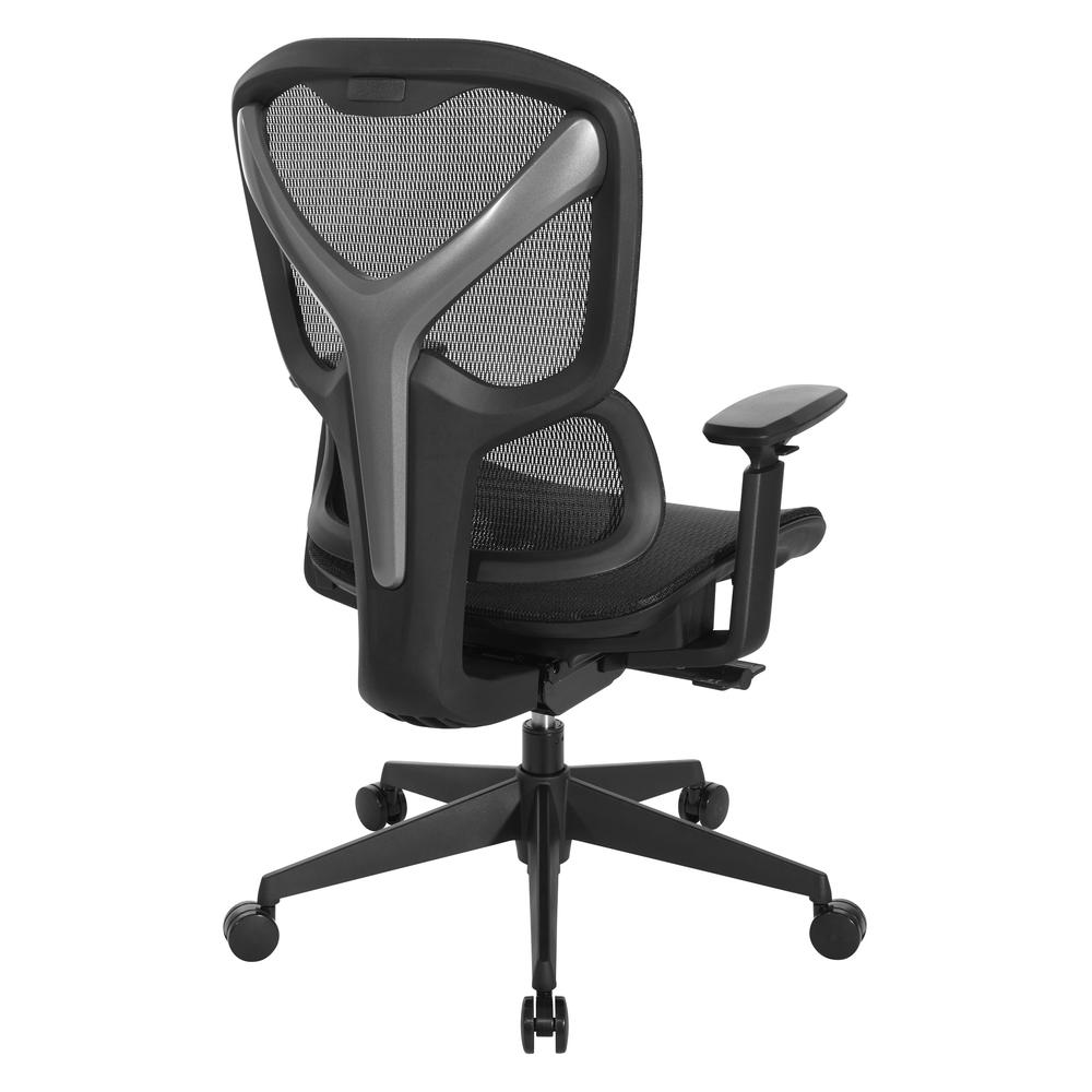 Start2Finish mesh back manager’s office chair with adjustable armrests and ergonomic support, shown in black fabric and mesh.