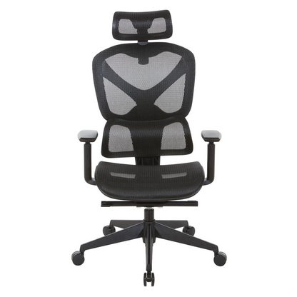 Start2Finish mesh back manager’s chair with adjustable headrest, ergonomic design, and breathable mesh upholstery.