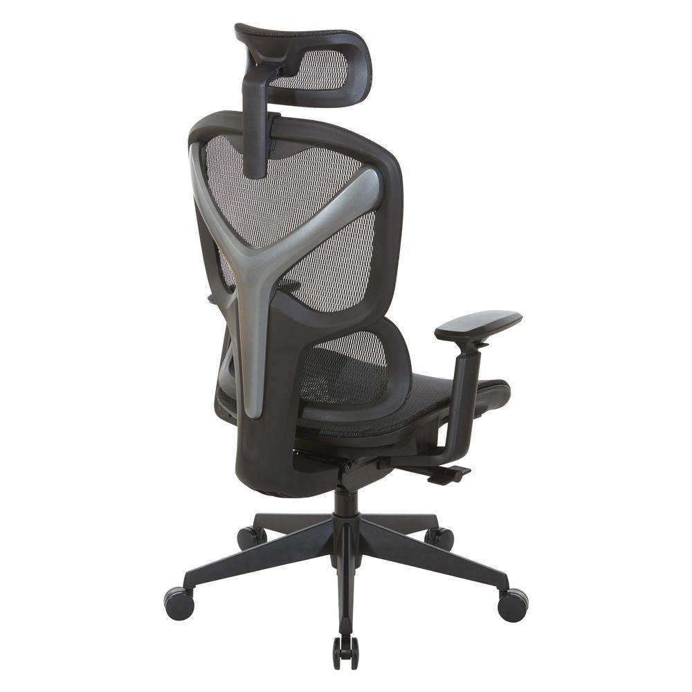 Start2Finish mesh back manager’s chair with adjustable headrest and ergonomic design, featuring a black mesh seat and supportive armrests.