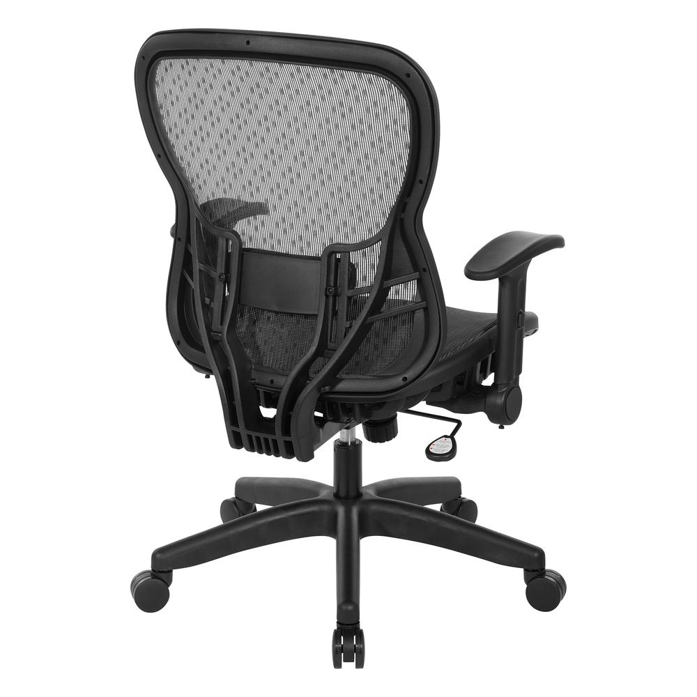 Start2Finish Deluxe R2 SpaceGrid Back Office Chair with adjustable armrests and ergonomic design, shown with mesh back and cushioned seat.